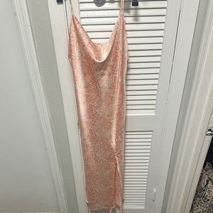Elegant Peach Floral Slip Dress